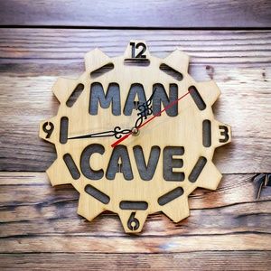 Wall clock. Man Cave. Laser Cut Home Decor for Him. Workshop Clock.